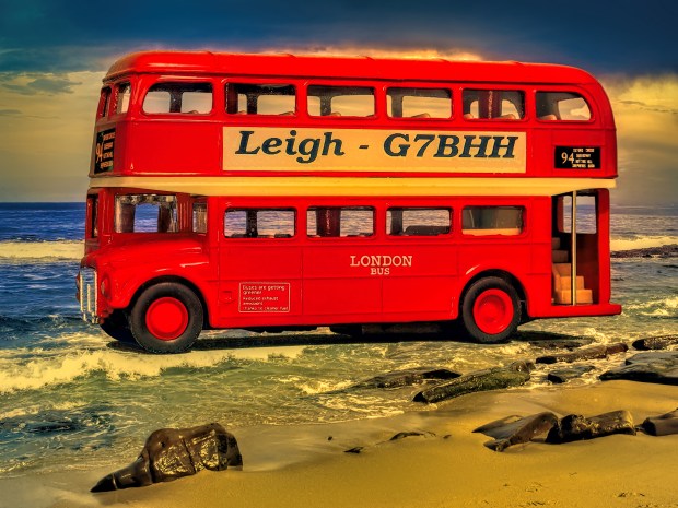 Bus on the shore